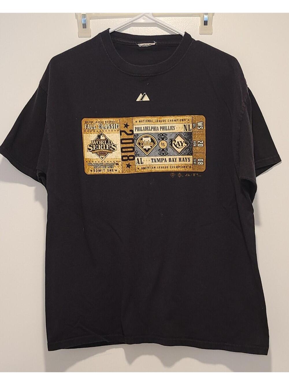 2008 World Series Phillies Rays Ticket Tshirt Medium